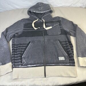 Lost Mischief Zip Up Hoodie in Gray Black Size Medium